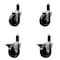 Service Caster 4'' Phenolic Wheel Swivel 1-1/4'' Expand Stem Caster Set 2 Brakes, 4PK SCC-EX20S414-PHS-2-PLB-2-114 - alternate 1